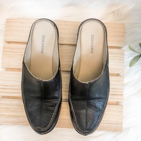 Docker's Leather Wedge Heel Mules Slides Womens Size 7.5M - Picture 6 of 7